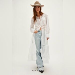 NWT Free People Keepsake Maxi Top – Clean Ivory, Size S, Button-Down, Women’s